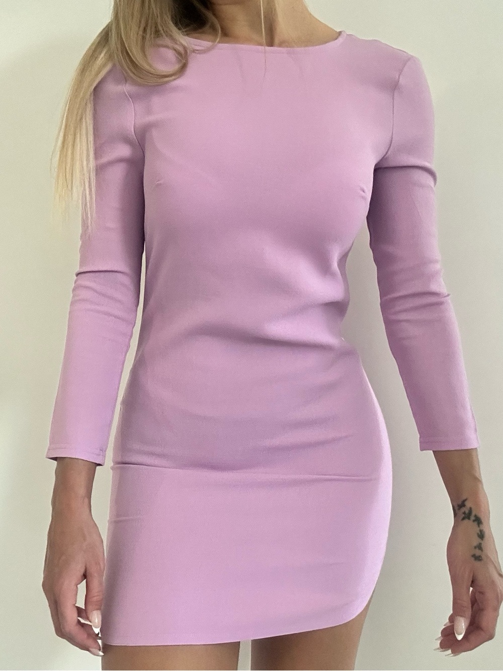 Lilac Long-Sleeve Bodycon Mini Dress - Women
